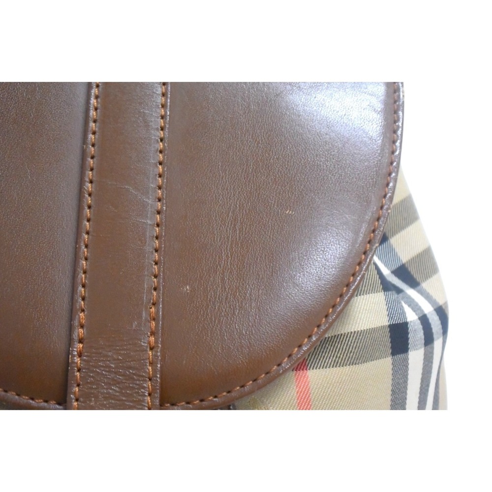 BURBERRY Backpack Daypack Nova Check Brown Beige Tan Canvas Leather - Picture 5 of 10